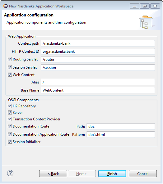 Application Configuration Page